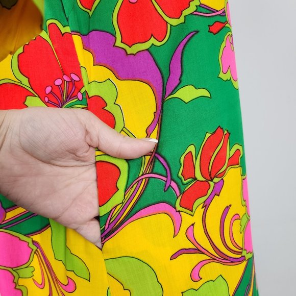 Vintage Pikake Made In Hawaii 70s Floral Dress Size M/L - Picture 9 of 16